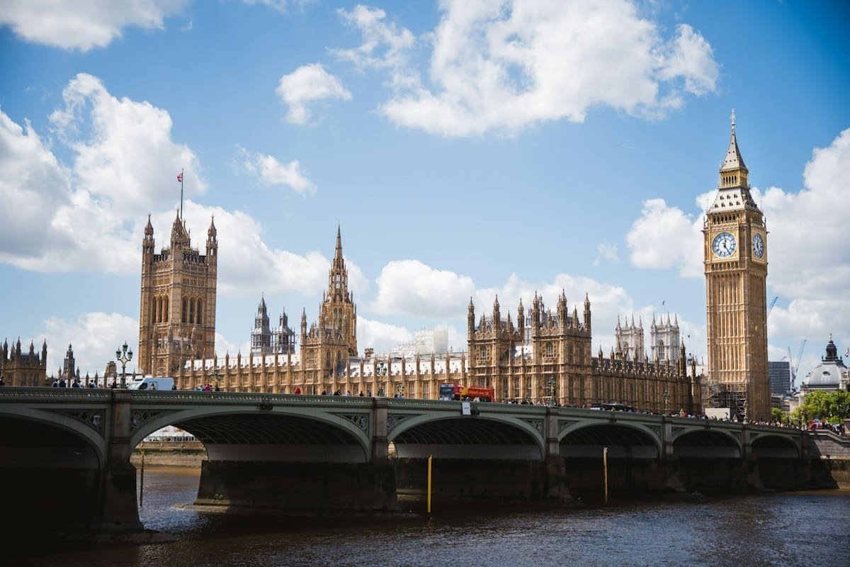 The Houses of Parliament beside the River Thames in Central London